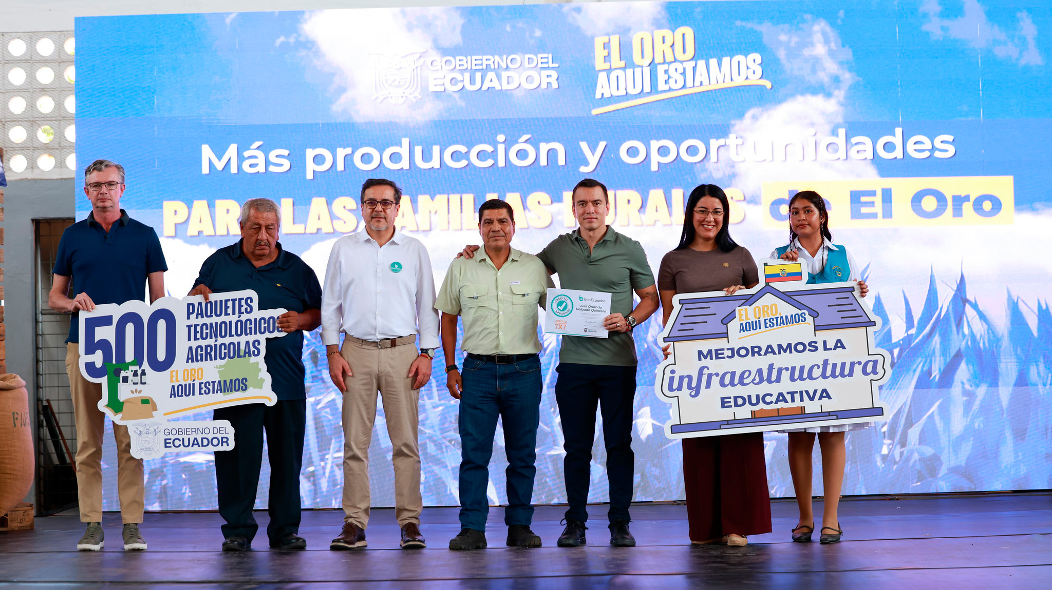 EL PRESIDENTE DANIEL NOBOA IMPULSA EL AGRO Y LA EDUCACIÓN DE EL ORO CON LA ENTREGA DE CRÉDITOS PRODUCTIVOS E INFRAESTRUCTURA