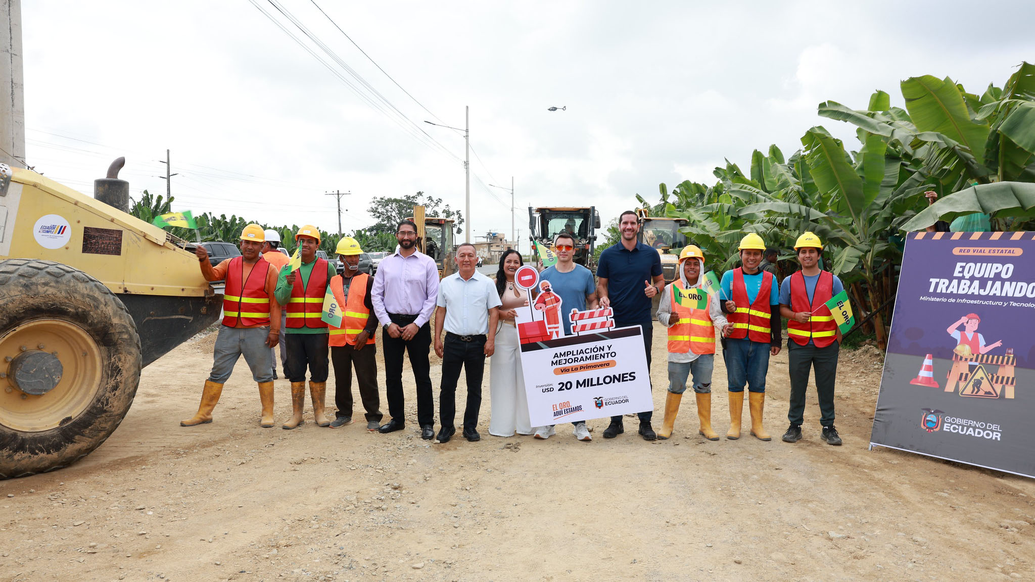 EL PRESIDENTE DANIEL NOBOA SUPERVISÓ OBRAS VIALES ESTRATÉGICAS QUE TRANSFORMAN LA MOVILIDAD Y EL COMERCIO EN EL ORO