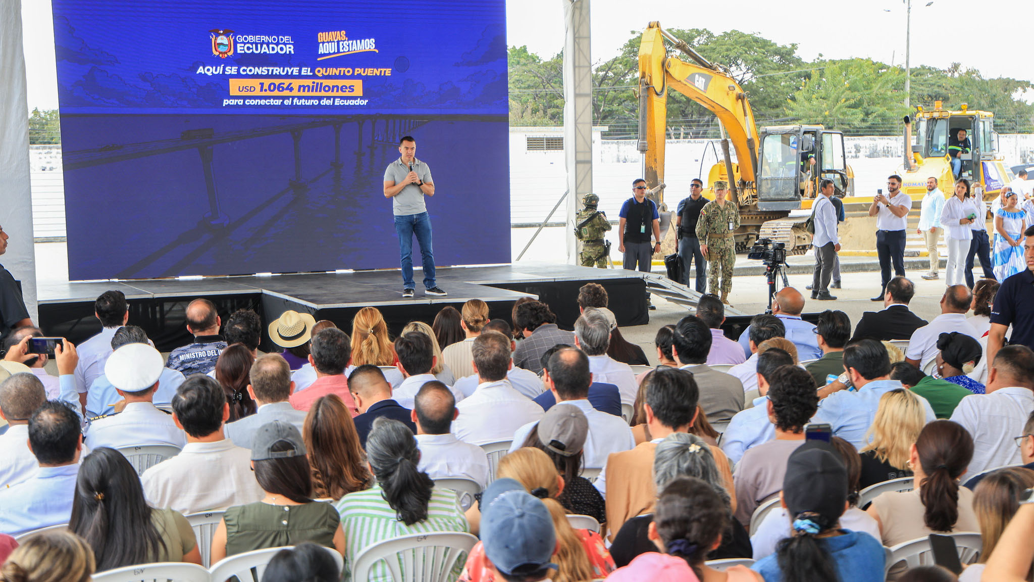 DANIEL NOBOA LIDERÓ EL INICIO DE OBRAS DEL QUINTO PUENTE, UNA INVERSIÓN ESTRATÉGICA PARA LA MOVILIDAD Y EL COMERCIO DEL SUR DE GUAYAQUIL
