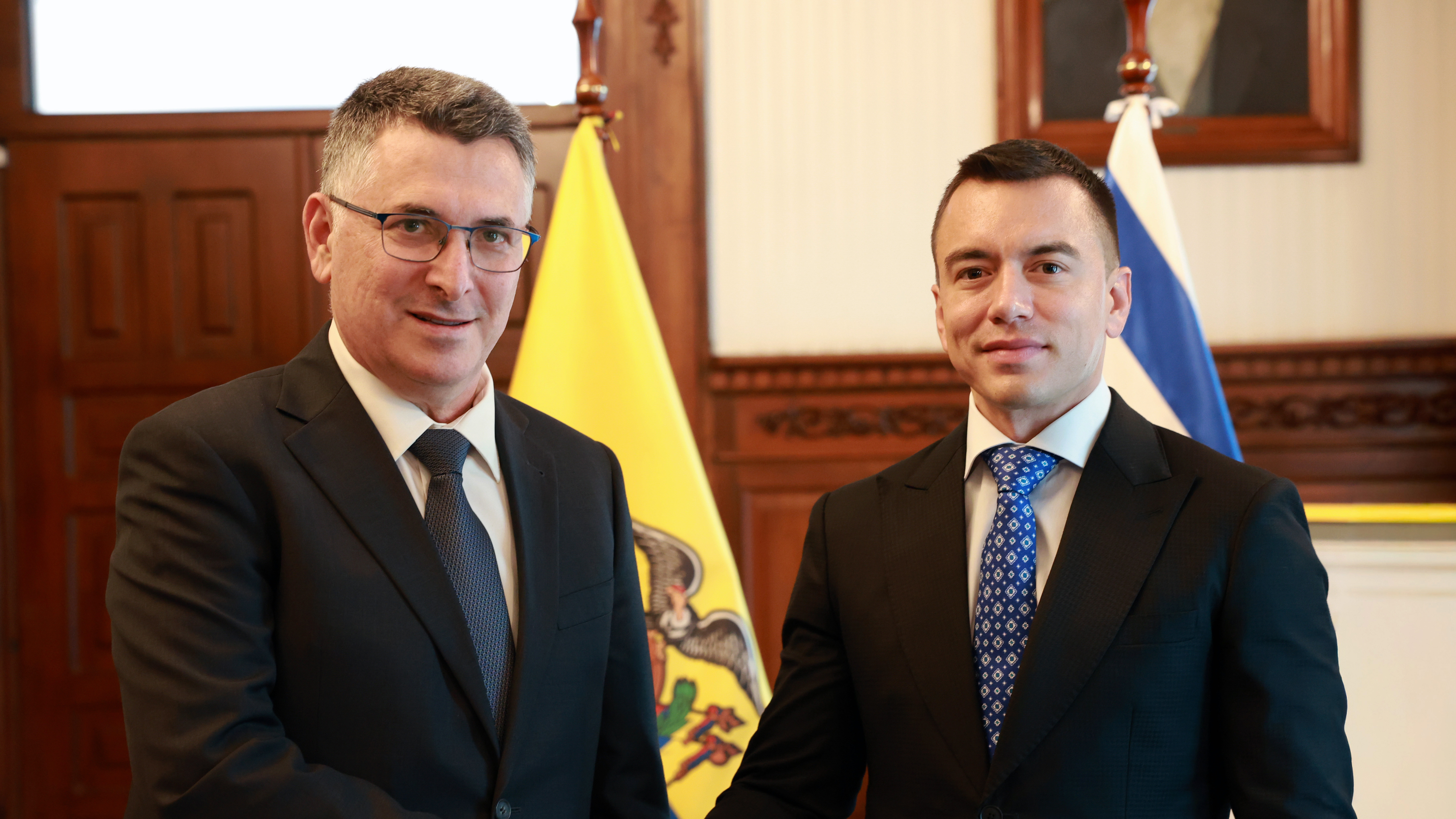 EL PRESIDENTE NOBOA Y EL MINISTRO DE RELACIONES EXTERIORES DE ISRAEL, GIDEON SAAR, DIALOGARON SOBRE LA COOPERACIÓN PARA LUCHAR CONTRA EL TERRORISMO Y EL DESARROLLO ECONÓMICO